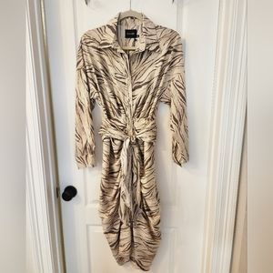 Do-Be Taupe Animal Print Tie front dress